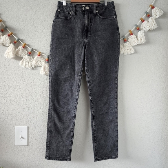 Madewell The Curvy Perfect Vintage Jean Lunar Wash Black Grunge Casual Denim 25 - Picture 1 of 12